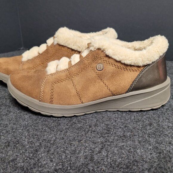 BZees Golden Faux Fur Trim Washable Slip-on Booties ODOR control Womens Sz 8.5 - Picture 5 of 10